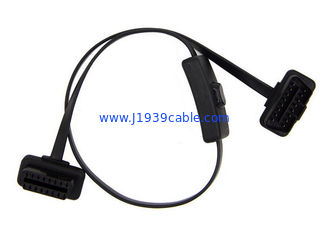 OBD2 OBDII J1962 Right Angle Male to Female Extension Flat Cable with Switch