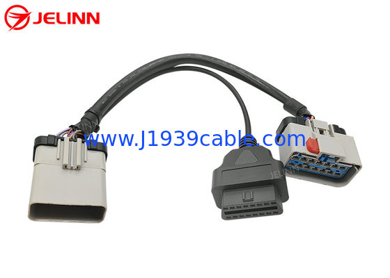 RP1226 গ্রে 14 পিন পুরুষ থেকে RP1226 মহিলা এবং 16 পিন OBD2 OBDII মহিলা স্প্লিটার Y কেবল