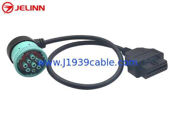ডান কোণ সবুজ J1939 Deutsch 9-Pin মহিলা থেকে J1962 OBD2 16 পিন মহিলা কেবল