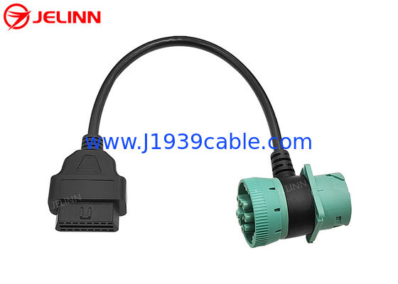 সবুজ জার্মান J1939 9 পিন পুরুষ মহিলা সংযোগকারী OBD2 OBDII মহিলা ক্যাবল টি আকৃতির 9 পিন OBD 2 অ্যাডাপ্ট