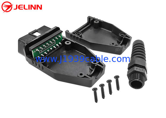J1962 OBD2 পুরুষ সংযোগকারী এবং তারের টিউব সহ OBD2 OBDII ঘের